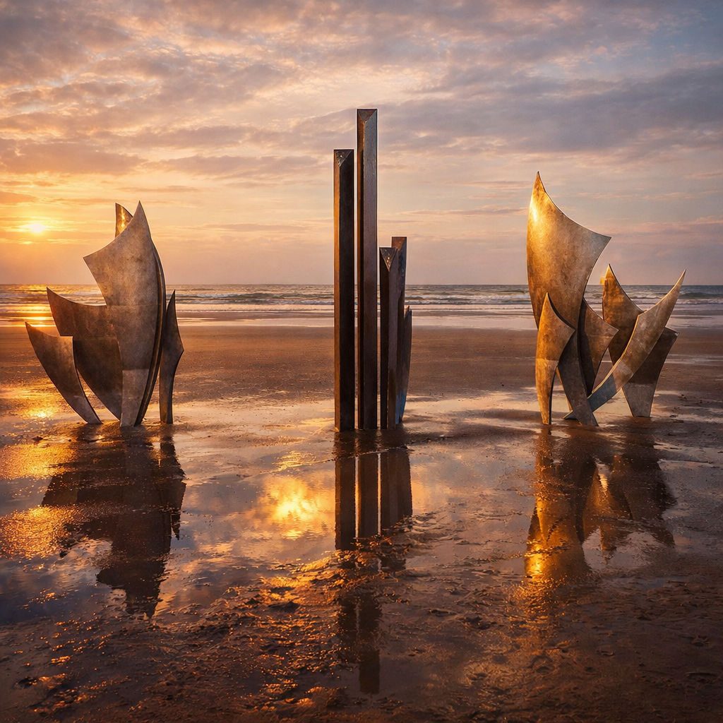 Les Braves — coucher de soleil sur Omaha Beach, à 30 km de l'agence